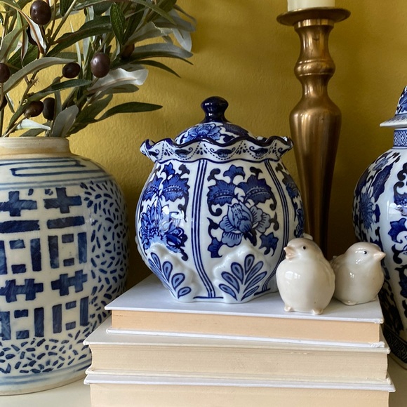 Other - Cobalt blue ginger jar with lid